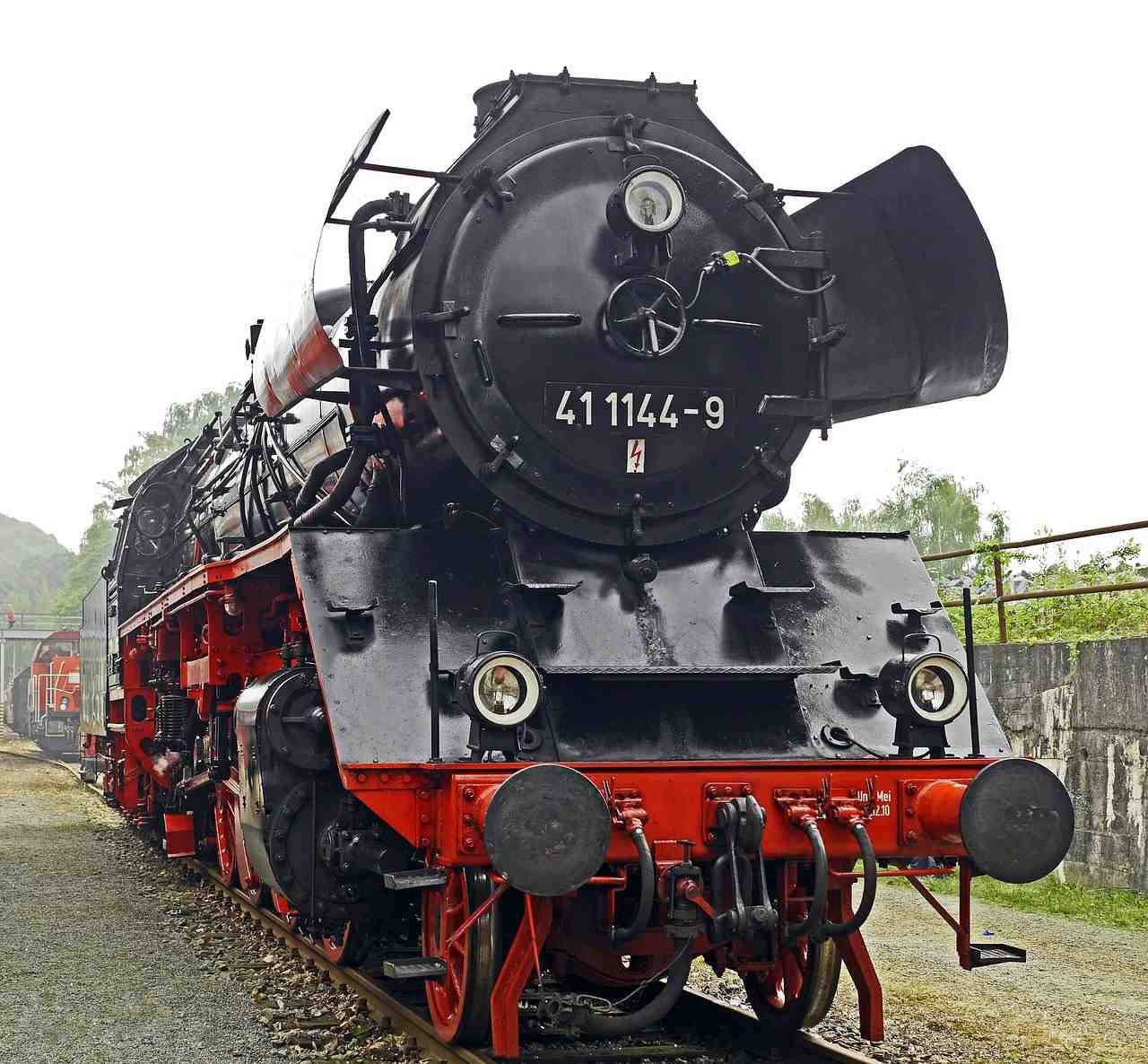 locomotive à vapeur, locomotive de train de marchandises, exposition